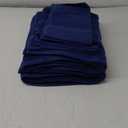 Amazon Basics 6 Piece Oversized Fade resistant Towel set, 100% Cotton towels for bathroom, soft and absorbent, 2 Bath Towels, 2 Hand Towels and 2 Washcloths bathroom towel set, Navy Blue