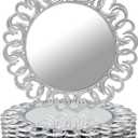 MAONAME 13" Silver Charger Plates Set of 6, Mirror Charger for Dinner Plates, Plastic Plate Chargers with Entwined Swirl Rim, Round Chargers for Table Setting, Wedding