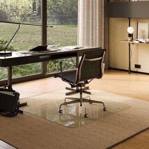 Office Desk Glass Chair Mat - Ultra-Clear Tempered Glass - Easy Glide - Protects Carpet and Hardwood Floors - 42" x 48"