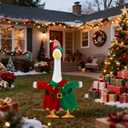 Christmas Elf Porch Goose Outfits Red Green Costume for 23" Cement Statue Winter Clothes outdoor Lawn Garden Decoration