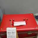 urecity Vintage Makeup Train Case, Red Artificial Leather, Professional Cosmetic Storage Box with Combination Lock, Retro Style Portable Beauty Organizer