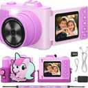 Kids Camera, Christmas Birthday Gifts for Boys Girls Age 3-12,Upgrade HD Flip Digital Video Cameras for Kids, Portable Toys for 3 4 5 6 7 8 9 10 Year Old Childrens with 32GB SD Card-Purple