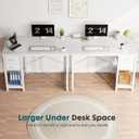 Sweetcrispy 47 Inch Computer Desk with Drawers Home Office Gaming X-Shaped Reinforcement Modern Wood Study Surface Side Hook Sturdy Metal Frame Large Storage Station White