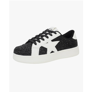 Niluber Star Sneakers for Women Low Top Comfortable Cushioned White Gold Sliver Leopard Platform Sneakers Lace Up Red Glitter Platform Party Shoes 11