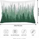 Foggy Forest Throw Pillow Cover Queen Size Set of 2,White Green Lumbar Pillow Case Decorative Standard Pillows Cases with Zipper,Farmhouse Pillows Case Farmhouse Cushion Covers for Bed,Sofa,20"x30"
