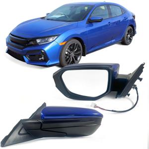 Left Driver Side Door Mirror For 2016-2021 HONDA CIVIC LX SE Sport with Power Mirror Ajust Manual Fold Non-Heated Match to Aegean Blue Metallic Pearl Replace 76258-TBA-A02ZA