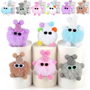 Valentines Day Cards and Gifts for Kids School 24 Pack Cartoon Plush Keychain Set Classroom Exchange for Students with Stuffed Toys