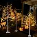 Seizeen 4ft 5ft and 6ft Birch Tree with Led Lights, Warm White, Pack of 3, Artificial Birch Tree Lights with Timer, Lighted Birch Trees for Home Festival Party & Christmas Decor, Indoor & Outdoor Use