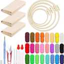 Woohome Punch Needle Kit Included Plastic Hoops, Punch Needle Cloth, Color Yarn and Punch Needle Tools for Adults, Beginners (18PCS Starter Kits)