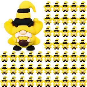 50 Pcs Mini Bee Gnomes Figurines to Hide Bee Festival Party Favors Tiny Craft Cake Decorations Honeybee Themed Birthday Party Supplies Honeybee Gnomes for Table Garden Decoration