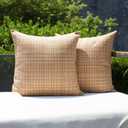 Kevin Textile Pack of 2 Decorative Outdoor Waterproof Pillow Covers Square Garden Cushion Sham Throw Pillowcase Shell for Patio Tent Couch 18x18 Inch Beige