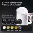 1.5L Electric Kettle Stainless Steel, Double Wall Cool Touch Teapot, Fast Boil,5 Temperature Control, LED Display, Auto Shut-Off,Keep Warm Function (Porcelain White)