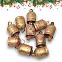 Shabby Chic Bells Style Ten DIY Small Rustic Cow Bells for Crafts Jingle Hanging Bells with Ribbon Roll for Christmas Trees