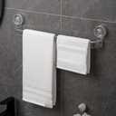 NEELEEN Suction Cup Towel bar  21 Inch Removable No Drill Suction Towel Bar with Strong Suction & Reusable Adhesive Suction Towel Rack for Shower Bathroom Kitchen  Clear