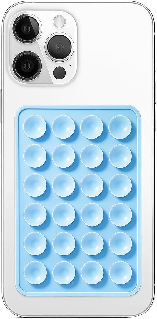 Anteel Silicone Suction Phone Case Mount, Non Slip Sticky Phone Grip for Cellphone, Silicon Adhesive Suction Cup Phone Mount, Strong Grip Holder for Selfies and Videos (Baby Blue)
