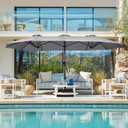 SUPERJARE 13FT Outdoor Umbrella for Patio, Double sided Pool Umbrellas with Fade Resistant Canopy, Large Table Umbrella for Deck, Market, Backyard - Gray(No Base)