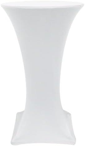 YOUR CHAIR COVERS - 24" D x 42" H Highboy Cocktail Round Stretch Spandex Table Cover - White, Fitted Elastic Tablecloth for Round Tables, Outdoor Party DJ Tradeshow Banquet Vendor Wedding 2Pack