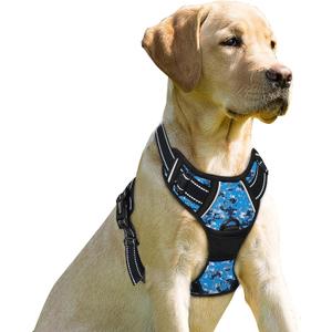 BARKBAY No Pull Dog Harness Front Clip Heavy Duty Reflective Easy Control Handle for Large Dog Walking(Blue camo,XL) (X-Large(Chest:31-38))