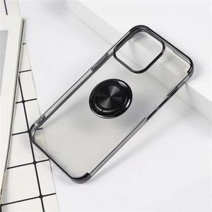 with Ring Holder Phone Case for iPhone 16 15 Pro Max 14 13 12 11 Xs Xr SE2/SE3 Electroplating Transparent Plated Back Cover,Black,for i14ProMax