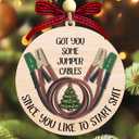 2 x Funny Christmas Ornaments - Got You Some Jumper Cables Ornament 2025 - Funny White Elephant Gifts for Coworkers, Friends, Besties, Colleagues - 2 Layer Wooden Exchange Ideas for Adults