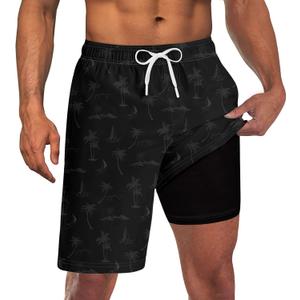 Goodstoworld Mens Swim Trunks with Compression Liner 9'' Inseam Quick Dry Swimsuit Shorts XL