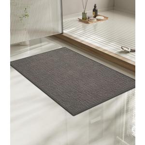 chakme Bathroom Rugs Mat 24x17, Ultra Thin Non Slip Bath Mat Small Quick Dry Absorbent Bath Mat for Bathroom Floor, (Grey, 24"x17")