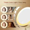 Makeup Mirror with Lights, 1x/20x 360° Rotation Vanity Mirror, Brightness Adjustable Lighted Makeup Mirror with Magnification, 5000 mAh Rechargeable Double Sided Mirror with 3 Colors, Gift for Women