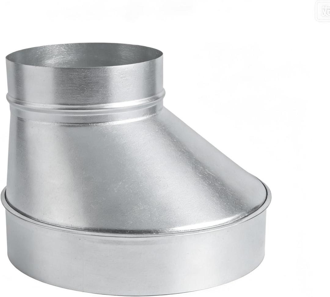 10" to 6" Inch Eccentric Duct Reducer & Increaser, Galvanized Offset Air Ducting Adapter, Round Metal Pipe Connector for Kitchen Range Hood, Bathroom Fan & Ventilation Systems