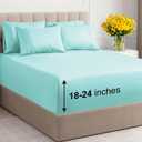 Extra Deep Queen Sheet Set - 6 Piece Breathable & Cooling Sheets - Hotel Luxury Bedding Set with 18-24 Inch Extra Deep Pockets - Easy Fit - Super Soft, Wrinkle Free and Comfy - Spa Blue, Queen Size