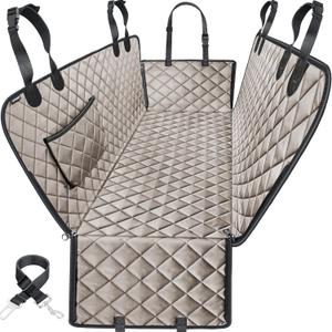 URPOWER Dog Car Seat Cover for Pets 100% Waterproof Seat Cover Hammock 600D Heavy Duty Scratch Proof Nonslip Durable Soft Back Seat Covers for Cars Trucks and SUVs (Standard - 54" Length, Khaki)