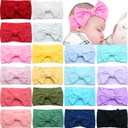 CLLOT 20 Colors Super Stretchy Soft Knot Baby Girl Headbands with Hair Bows Nylon Head Wrap For Newborn Baby Girls Infants Toddlers Kids