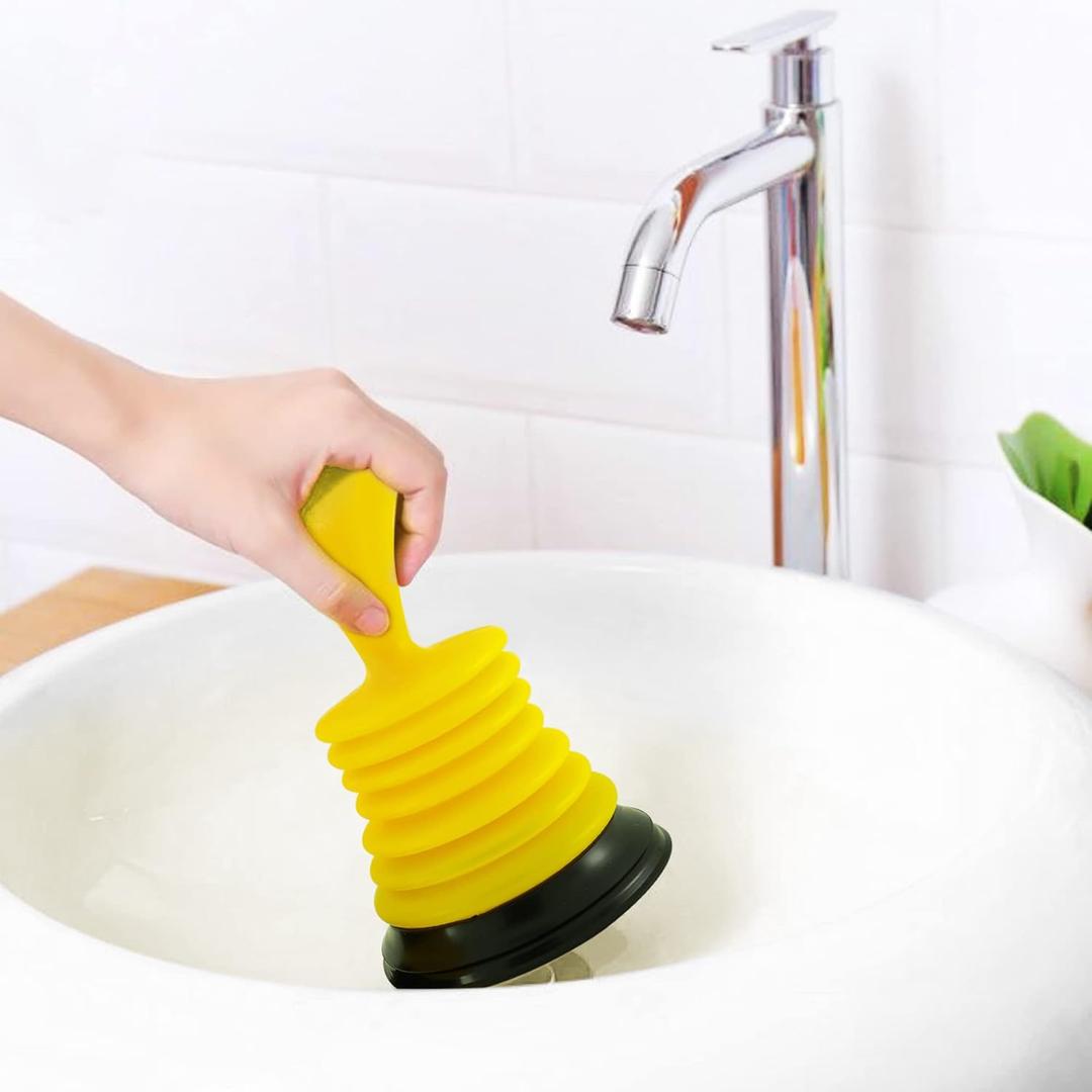 Meadow Lane Small 7" Sink Plunger - Mini Clog Remover for Kitchen & Bathroom Sink Drains - Hand Ergonomic, Space-Saving & Powerful Suction - Universal Fit for Home or Commercial Use, Yellow (1 Pack)