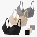 Vinfact 3 Pack Nursing Bras for Breastfeeding Seamless V Neck Maternity Bra Women Pregnancy Breastfeeding Bra, Size XXL