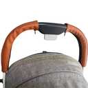 MINILUJIA Soft Smooth Leather Bumper Handlebar Sleeve Protect Case for Baby Stroller Dustproof Protect Cover with Zipper Close One Pair (brown1)