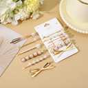 TIEOSME 12Pcs Bobby Pins for Women, Gold White Pearl Hair Pins Elegant Metal Barrettes Hair Clips for Women Wedding Bridal Party Accessories