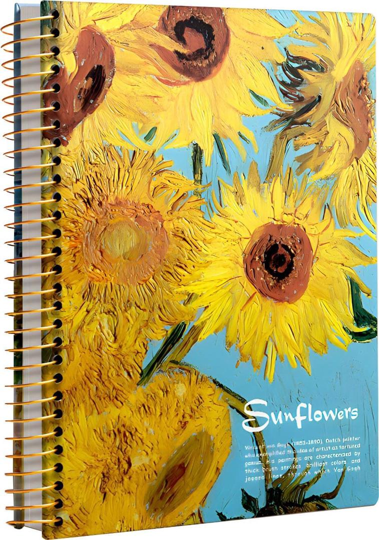 Large Spiral Notebook, B5, 300 Pages, 8x10 Big Notebook, Hardcover Large Journal, Thick Paper Lined Notebook, Vincent Van Gogh Sunflower gifts for Women and Children.