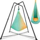 Swing Stand with Sensory Swing, Swing Frame with Pod Swing, X-Shaped Swing Set, Metal Swing Chiar with Stand for Adults Indoor and Outdoor 330LBS (Mint Green Gradient)