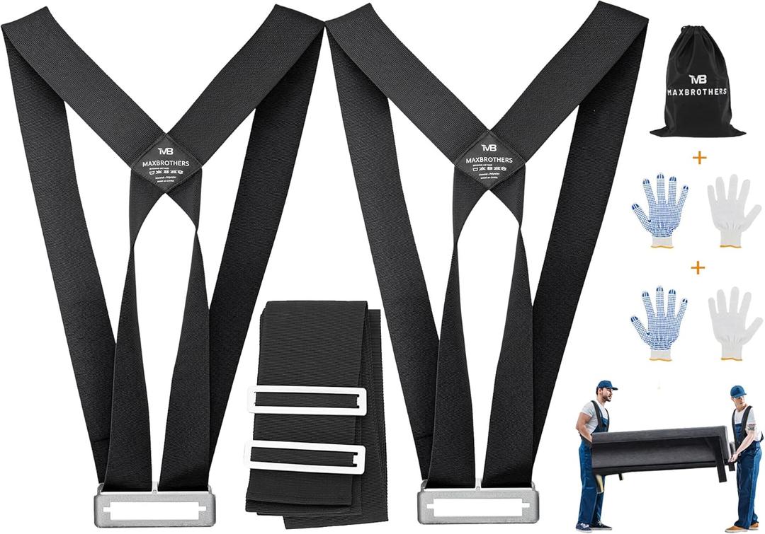 Moving Straps(5" of Width), Lifting Straps for 2 Movers, Shoulder Moving Straps Perfect for Equipment, Appliances, Heavy Objects up to 800lbs, Safely and Easily Like a Pro, Black (13)