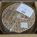 Rattan Ceiling Light, 3 Light Boho Light Fixture, Round Woven Flush Mount Ceiling Light for Entryway, Hallway, Bedroom, Kitchen (Gold)