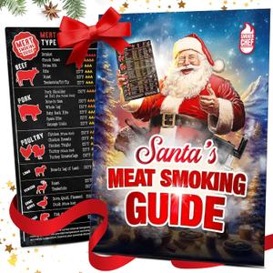 Santa's Meat Smoking Guide - Must Have Smoker Accessories for Pellet Grill - Christmas Grilling Gifts for Men - Smoker Accessories Gifts for Men - Wood, Time & Temp - Outdoor