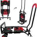 Folding Hand Truck, Portable Dolly Cart with Rubber Wheels and Retractable Handle, 2 in 1 Design 264lbs Capacity Hand Cart Foldable for Transportation/Luggage/Mobile/Travel/Office Use (Red 330lbs)