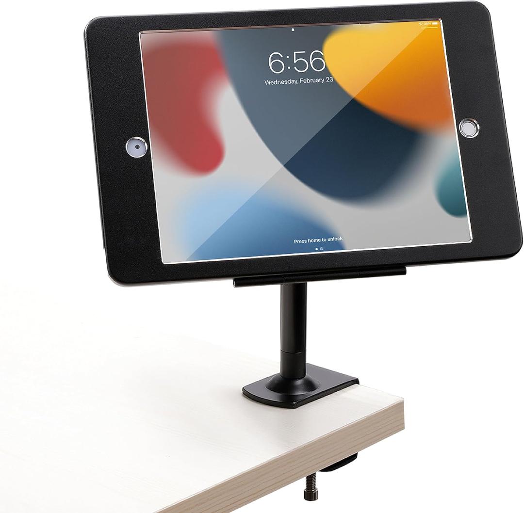 Anti Theft Locking Tablet Stand Holder POS Swivel with Security Lock & Key,Desktop Table Clamp Mount for iPad 10.2-Inch (9th,8th,7th Gen.),