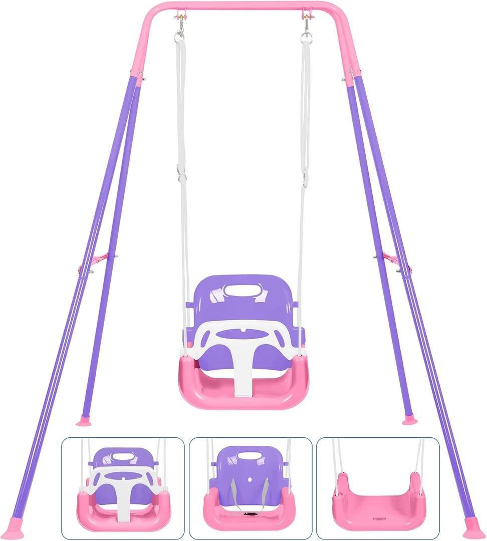 3-in-1 Height Adjustable Baby Swing Set for Ages 1-10 Years Safe & Durable