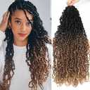 SOKU Passion Twist Crochet Hair 20" - 8 Packs Pre Twisted Senegalese Yanky Twist Crochet Hair Ombre Brown Honey Blonde Majesty Pre-looped Synthetic Dreadlocks Bohemian Locs for Women