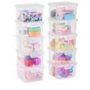 10-Pack Small Plastic Containers with Lids, Clear Stackable Storage Boxes & Bins Organizer for Bead Organizer, Craft Storage, Stickers, Jewelry & Small Items – Square Small