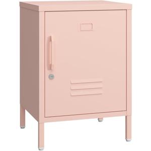 Metal Nightstand Modern End Side Table Steel Bedside Storage Cabinet with Shelf Easy Assembly for Living Room Bedroom （15.8”W x 15”D x 22.5”H ）