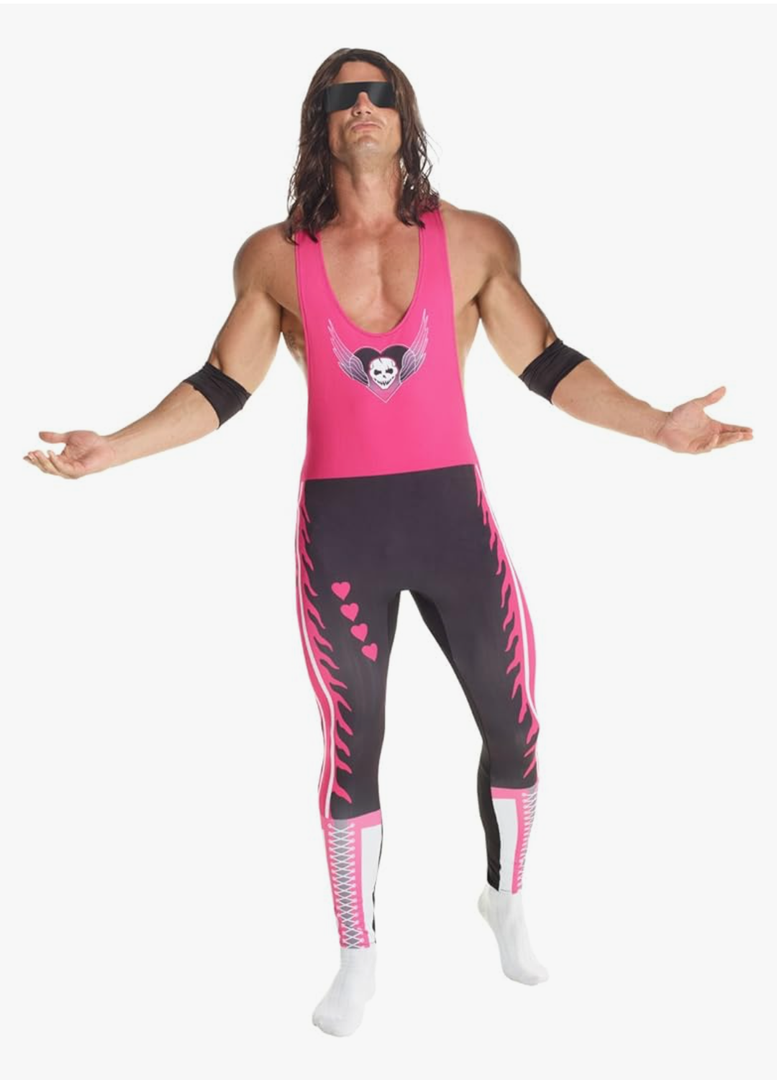 Morph Bret Hart Costume for Men, WWE Wrestler Outfit, Adult WWE Costume, Wrestling Attire for Fans and Collectors Size XL