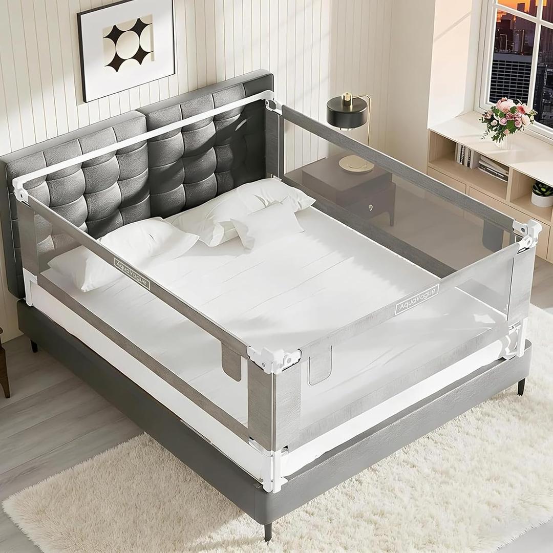 3-Pack King Size Bed Rails for Toddlers -Height Adjustable Baby Bed Rail Guard Specially Designed for King Size Bed (78.7"x78.7"x74.8"-Grey)