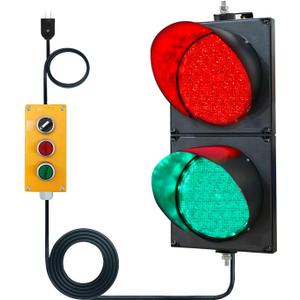 200mm(8inch) LED Traffic Light, Button Control Red Green Stop Go Light