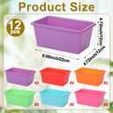 12 Pack Classroom Storage Bins Book Bins for Classroom, Rainbow, These practical plastic book bins measure 29.5×19.5×12.5cm 